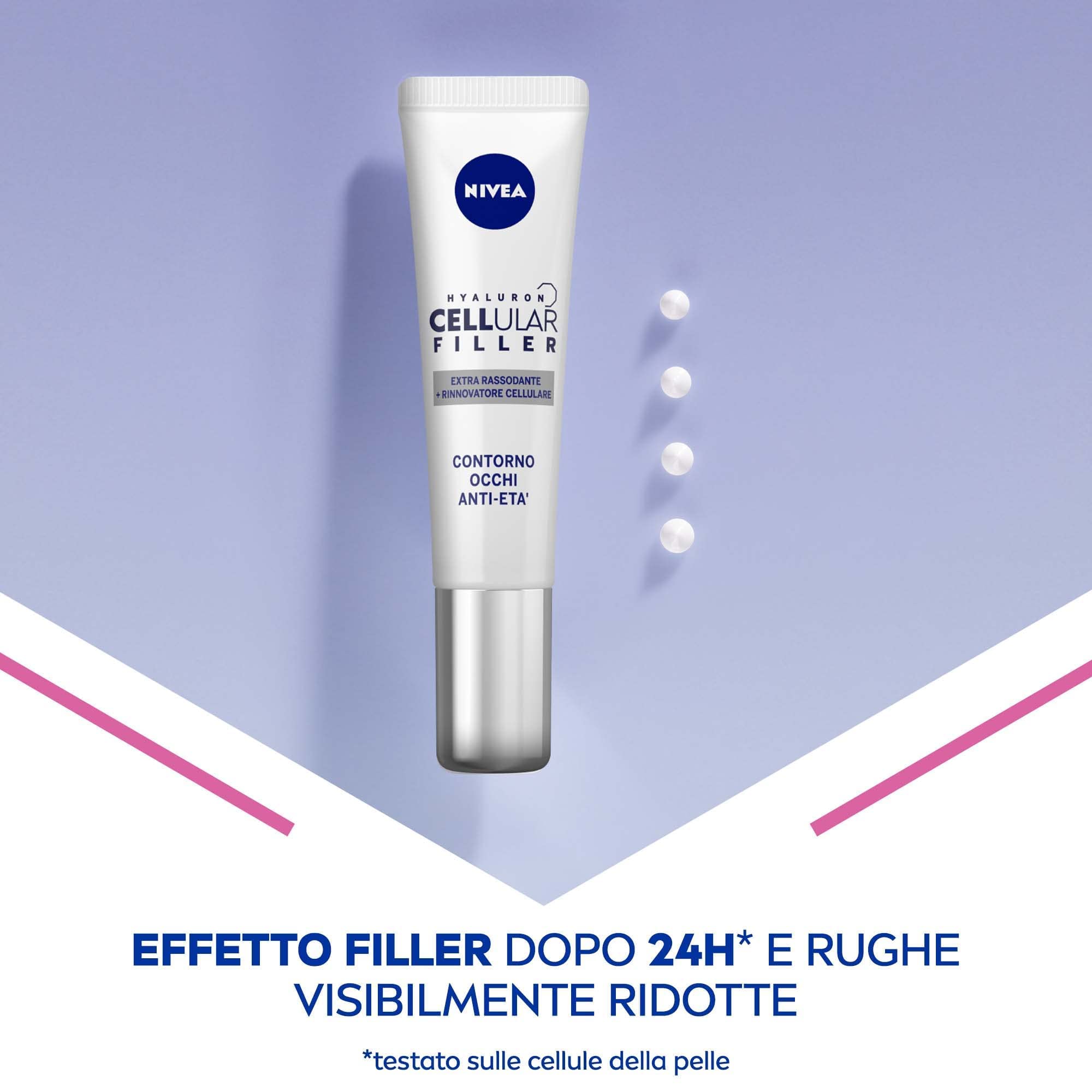 NIVEA Hyaluron Cellular Filler Anti-Age Eye Cream 15 ml / 0.51 fl oz – Lightweight Hyaluronic Acid Eye Contour Cream – Fast-Absorbing Daily Eye Care – Tested Formula for Smooth-Looking Skin