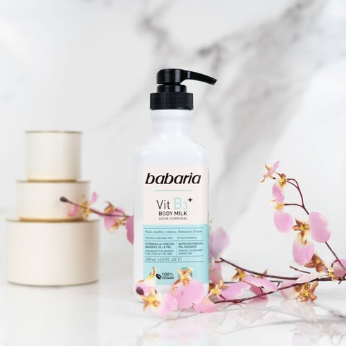 Babaria Vitamin B3 Body Milk - Nourishing Body Lotion for Women and Men - Enhances Skin Barrier - Moisturizing Body Cream for Sensitive Skin - 16.9 oz