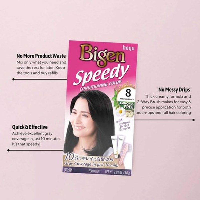 Bigen Speedy Conditioning Color Kit - 8 Natural Black | Convenient 3-Pack for Vibrant Color