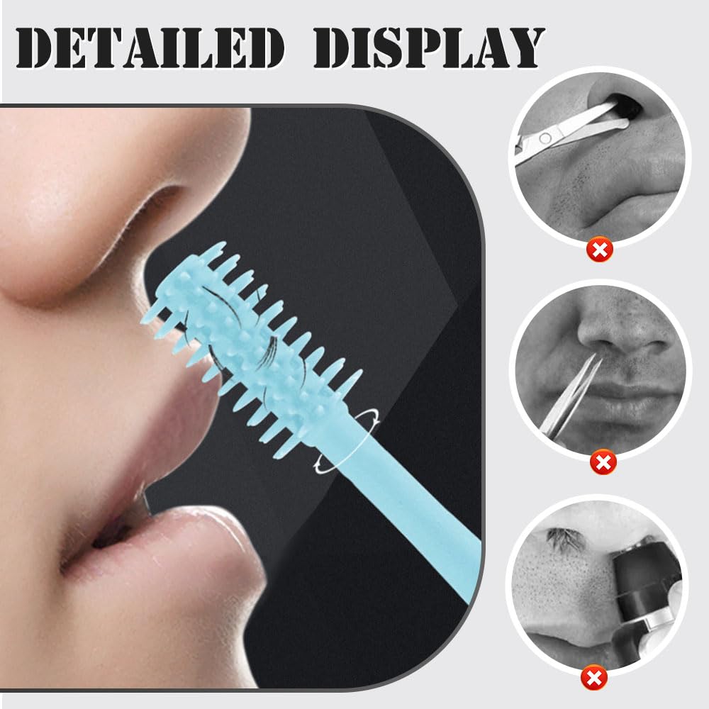 Godmifa 360° Rotating Nose & Ear Groomer, 2025 Dual-Blade Manual Trimmer with Cleaning Brush, 2-in-1 Nasal Hair Cutter for Men and Women (Blue, 3PCS)