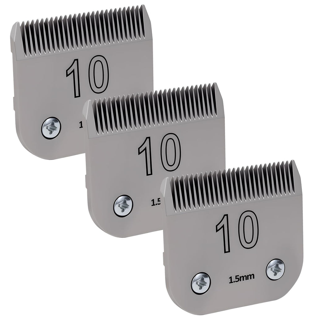 8VR 3 Pack 10# Removable Dog Grooming Blades, Made of Carbonized Steel, Suitable for Andis/Oster A5/Wahl KM Series, Cutting Length 1/16" (1.5 mm)