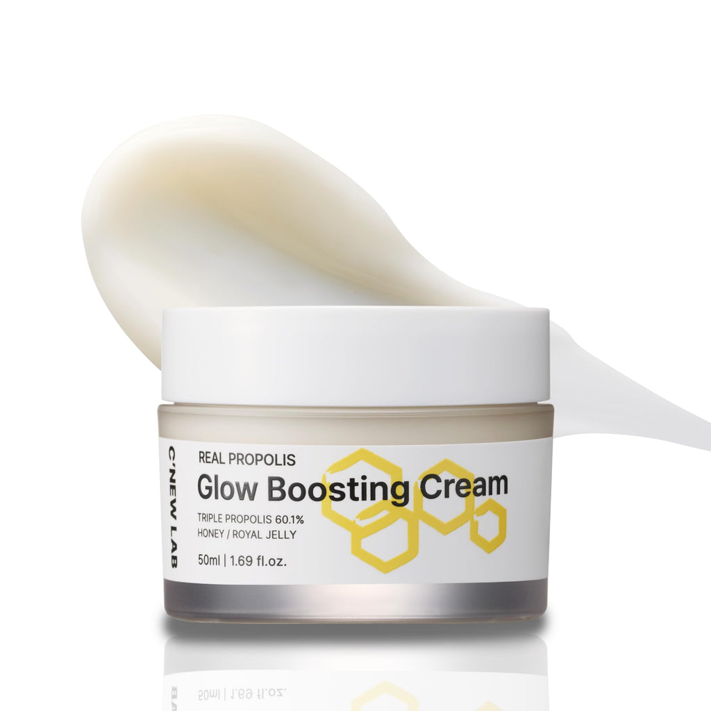 C’NEW LAB Real Propolis Glow Boosting Cream 50ml (1.69 fl. oz.) | Deep Nourishing Facial Cream for Radiant Skin | Propolis Extract, Panthenol, Allantoin, Sun Flower Seed, Korean Skin Care