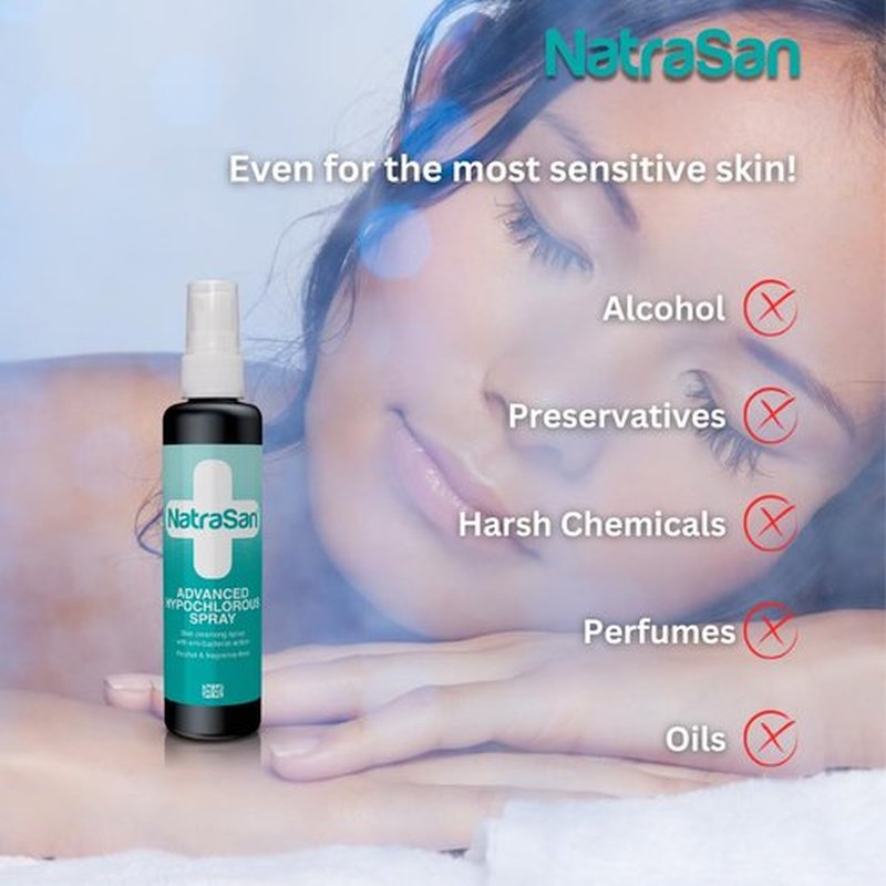 NatraSan Hypochlorous Spray – Prevents Breakouts, Reduces Redness & Irritation, Soothes & Protects. Alcohol-Free, Hydrating & Suitable Sensitive Skin (3.4 FL. OZ)