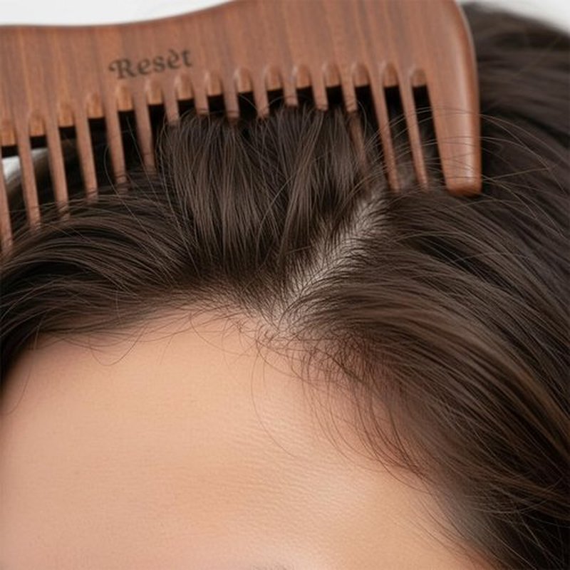 Resèt 100% Natural Handmade Sandalwood Comb | Soft Wide Tooth Wooden Comb for Wet and Dry Hair | Eco-Friendly Anti-Static Wooden Massage Comb | Wooden Hair Detangler for Men and Women