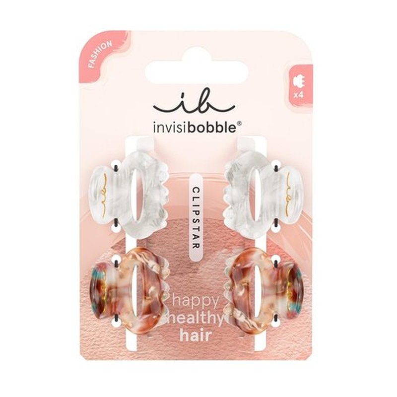 invisibobble Clipstar Petit Bijoux S | Stylish and Hair Friendly Hair Accessory | 4pc