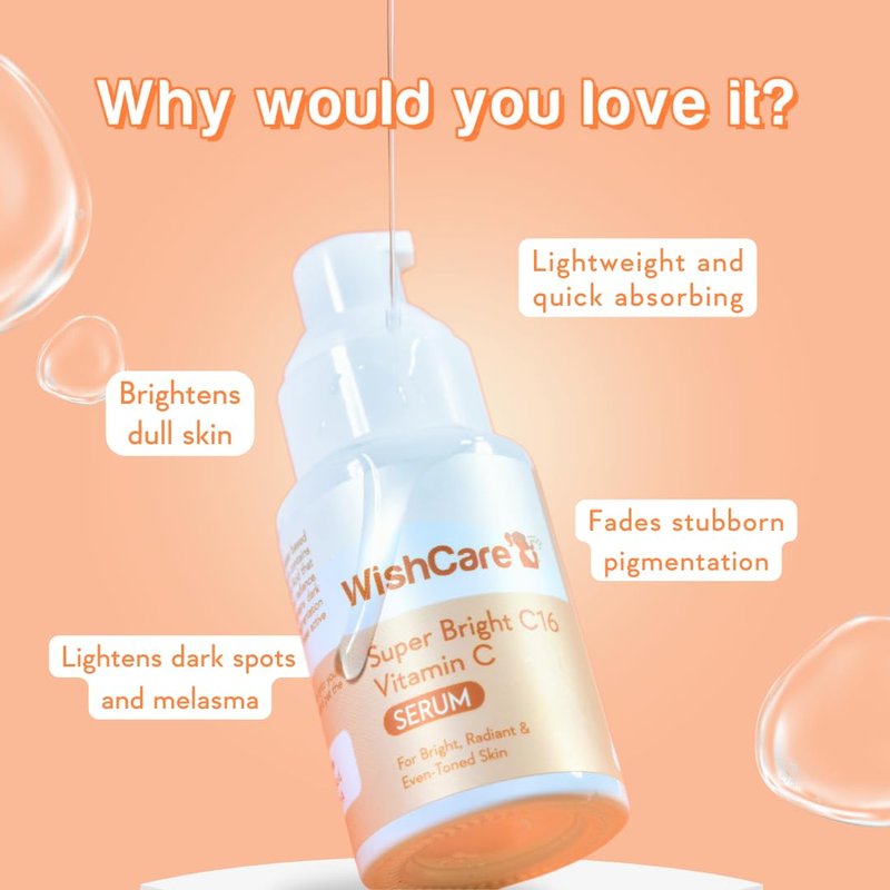 WishCare Vitamin C Face Serum with Niacinamide, Ferulic Acid & Botanical Extracts – Serum for All Skin Types, 30ml
