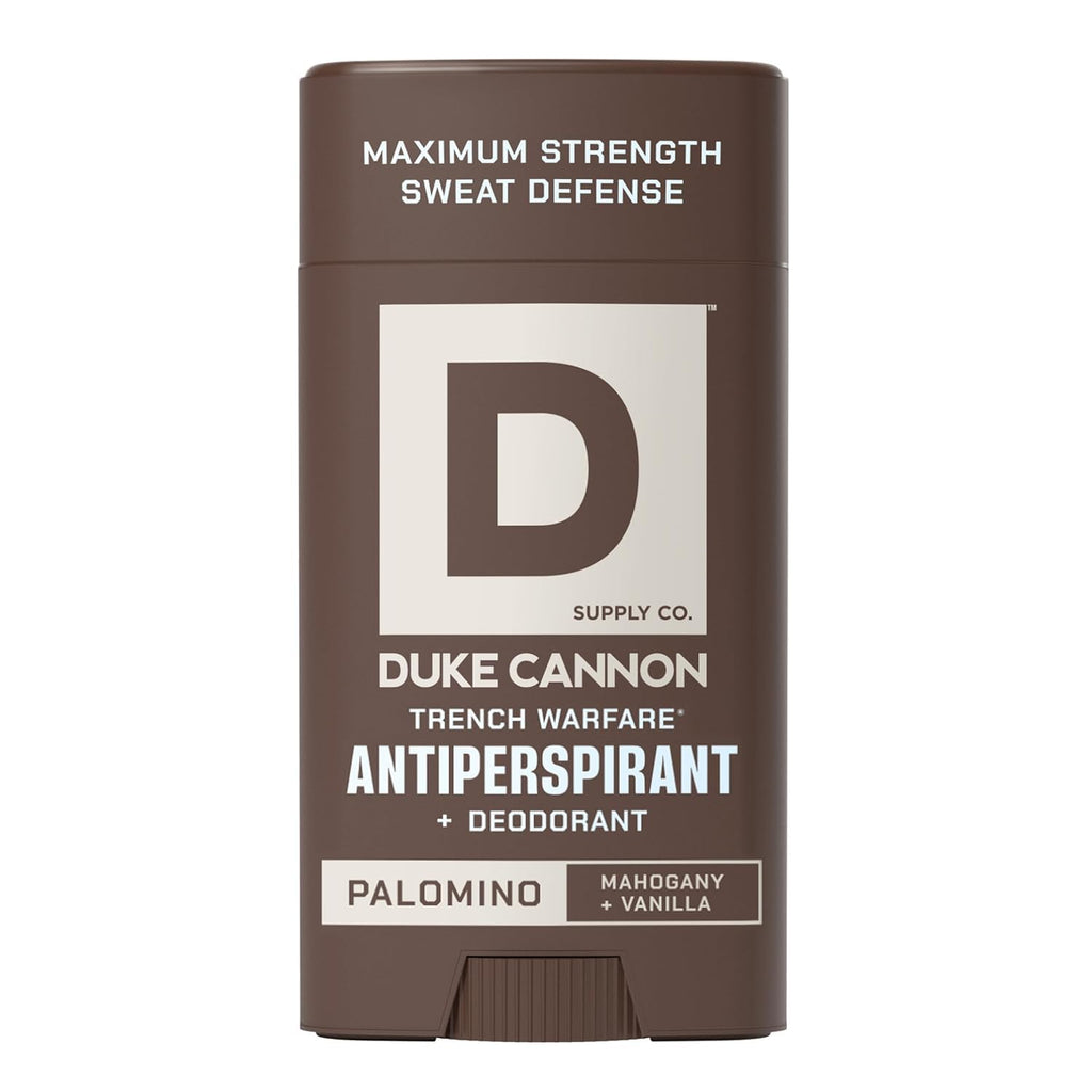 Duke Cannon Supply Co. Palomino Antiperspirant Deodorant for Men - 3 oz - Mahogany + Vanilla Scent - Long-Lasting, Smooth Glide - Trench Warfare
