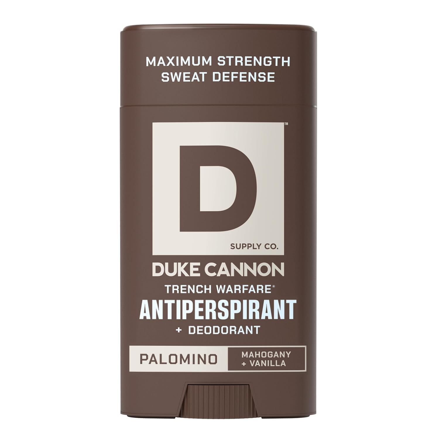 Duke Cannon Supply Co. Palomino Antiperspirant Deodorant for Men - 3 oz - Mahogany + Vanilla Scent - Long-Lasting, Smooth Glide - Trench Warfare