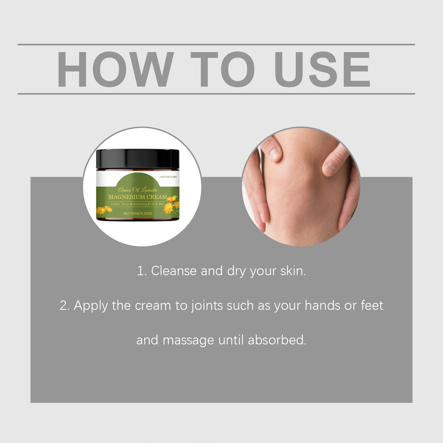 CleJoy Magnesium Cream with MSM & Arnica for Nerve Relief - 120g/4.23oz, Mild Formula Soothes Skin & Calms Nerves, Daily Soothing Moisturizing Body Care