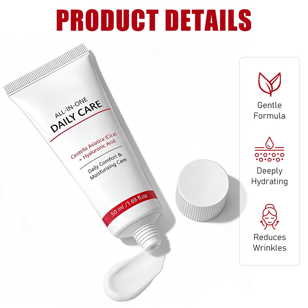 2Pcs All-In-One Daily Moisturizing Face Cream,All-In-One Daily Facial Lotion with Centella Asiatica,Collagen & Hyaluronic Acid-Hydrates,Firms & Reduces Wrinkles,Reverse Cream For All Skin - 100mL