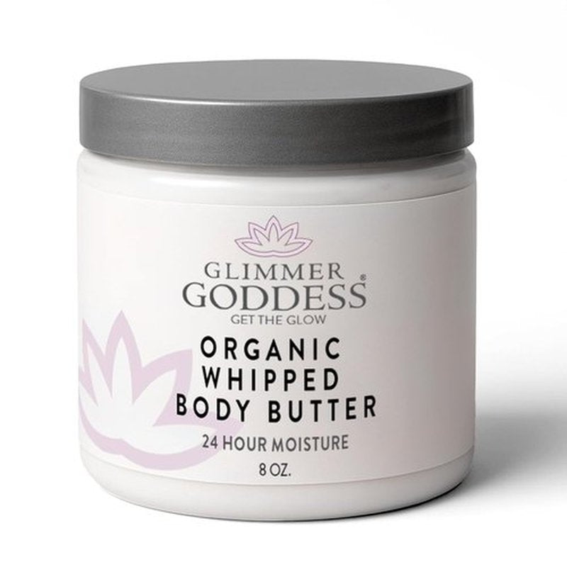Glimmer Goddess Organic Whipped Body Butter - Hydrating Moisturizer with Shea & Cocoa Butter | Lavender & Lemon, 8oz
