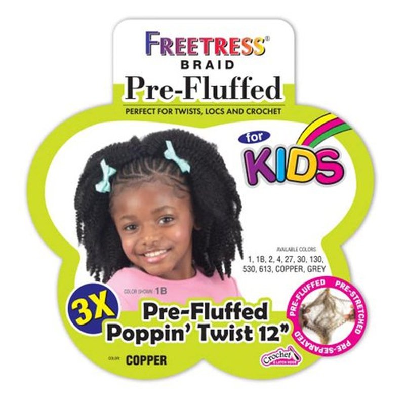 FreeTress Crochet Braids 3X Kids Pre-Fluffed Poppin' Twist 12" (pack of 1, 1)