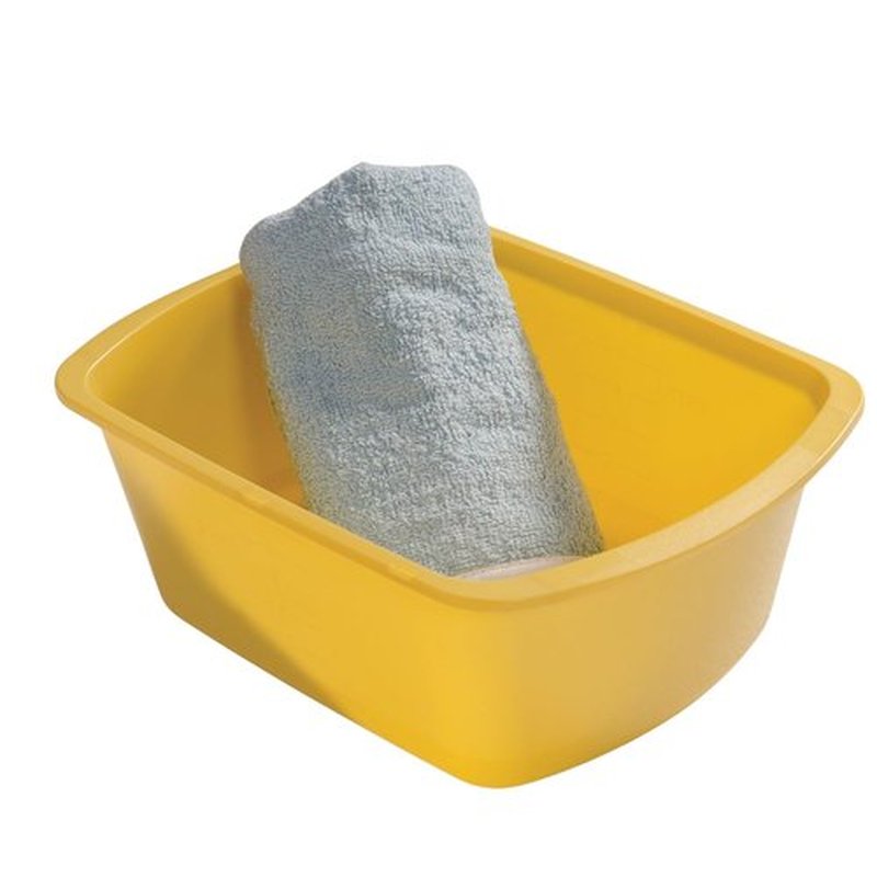 Portable Rectangular Plastic Wash Basin, 6 Quarts with Graduations, Gold (4 Pack)