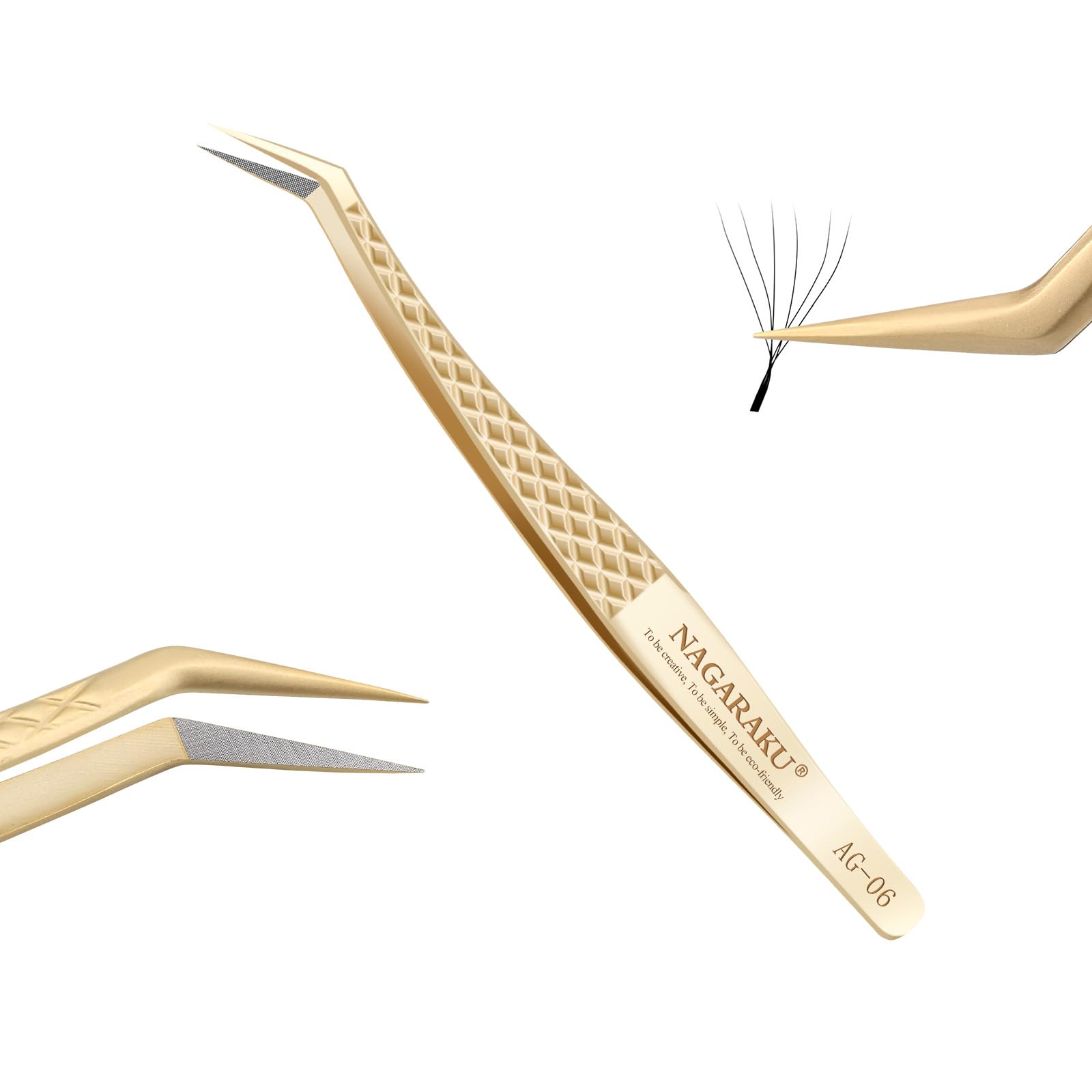 NAGARAKU Eyelash Extension Tweezer Fiber Tip AG-06 Golden Feather