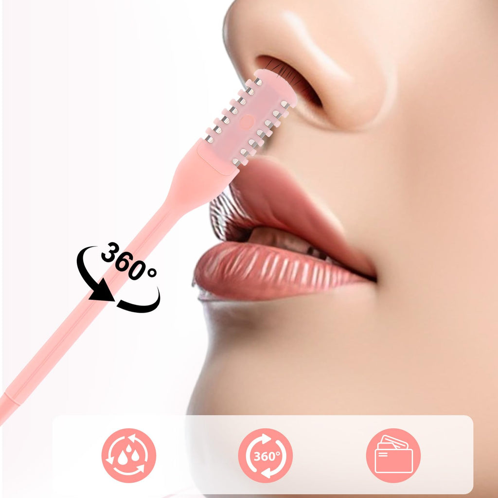 Elegaperma 15 Pcs Manual Nasal Hair Cutter for Women,2 in 1 Nose Hair Razor,Portable 360° Rotating Manual Nose Hairs Trimmer for Women,Double Sided Nasal Hairs Cutters for Men with Cleaning Brush