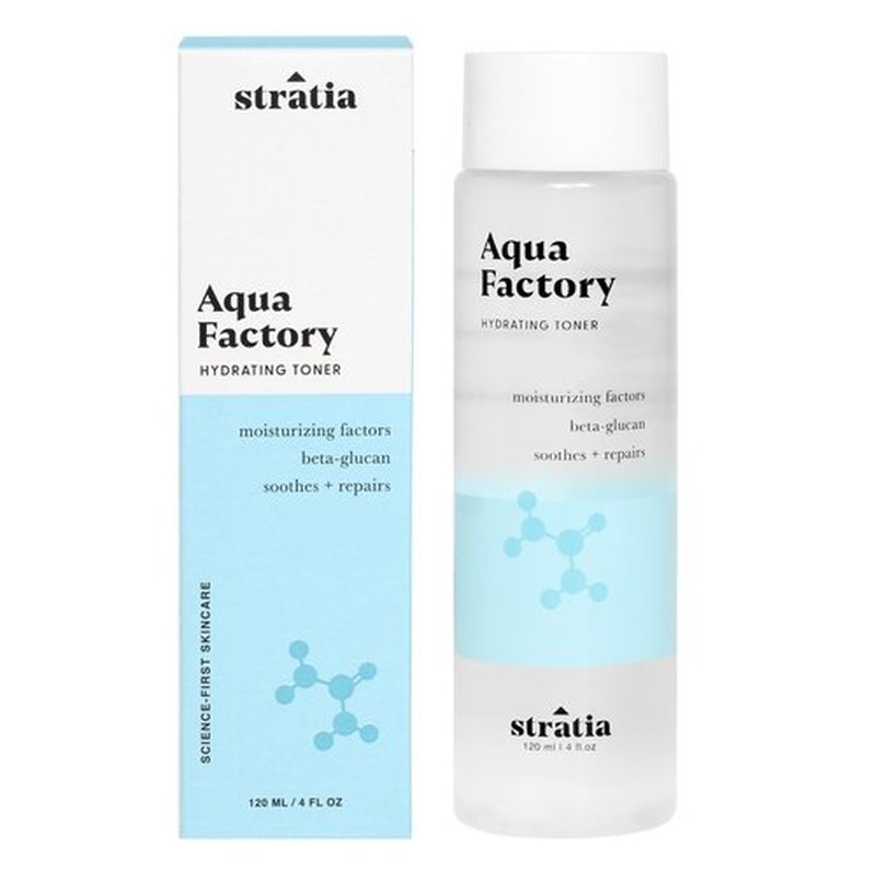 Stratia Aqua Factory Hydrating Toner with Beta Glucan, 7 Moisturizing Factors for Barrier Repair, Nourishing Dry & Sensitive Skin, 4oz
