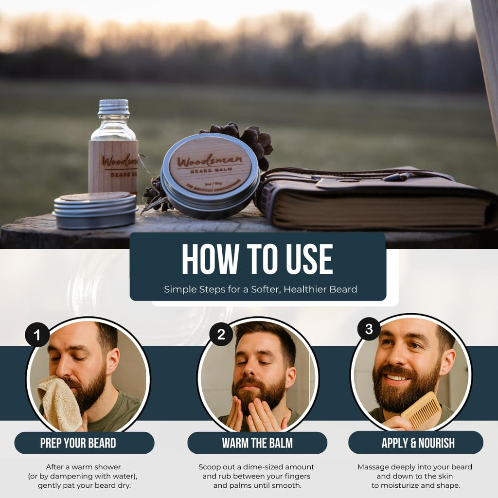 The Bearded Brotherhood TBB Woodsman Beard Balm for Men | Natural Beard Conditioner with Shea Butter, Jojoba Oil, Argan Oil |Handcrafted in Texas | Cedar Scent (2 Oz.)