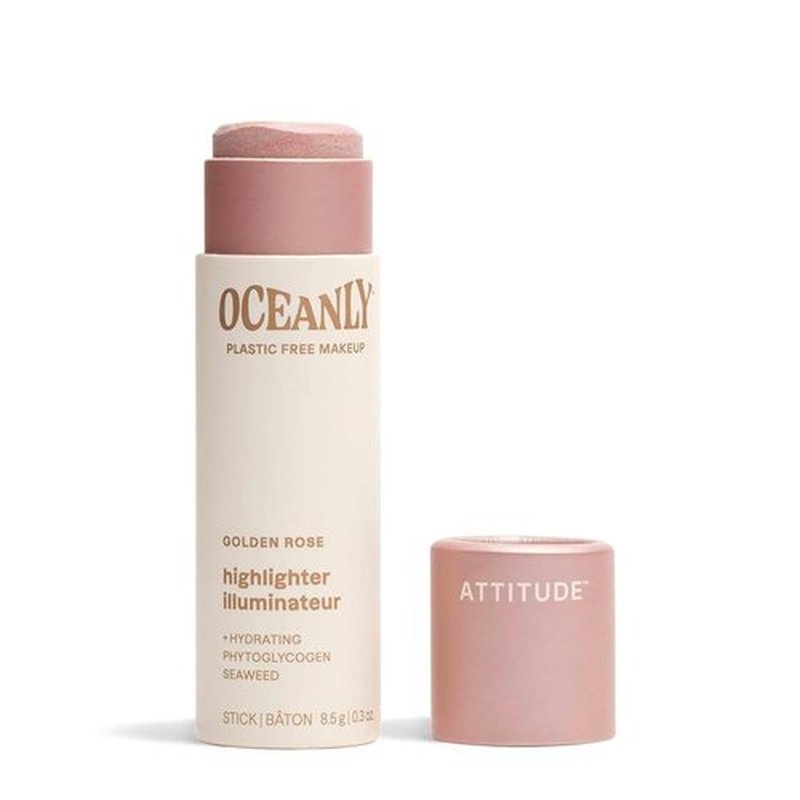 ATTITUDE Oceanly Highlighter Stick - Lightweight, Titanium Dioxide-Free, Vegan & Cruelty-Free | Golden Rose, 0.3 Ounces