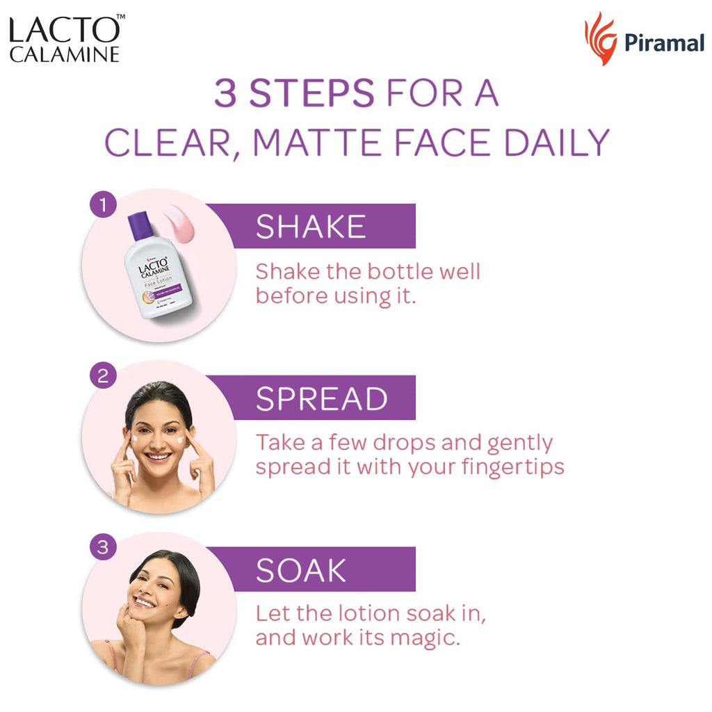 Lacto Calamine Face Moisturizing Lotion for Combination to Normal Skin | Excess Oil Absorbing & Pore Refining Moisturizer, Advanced Ceramides Complex | 4.06 Fl Oz (120ml)