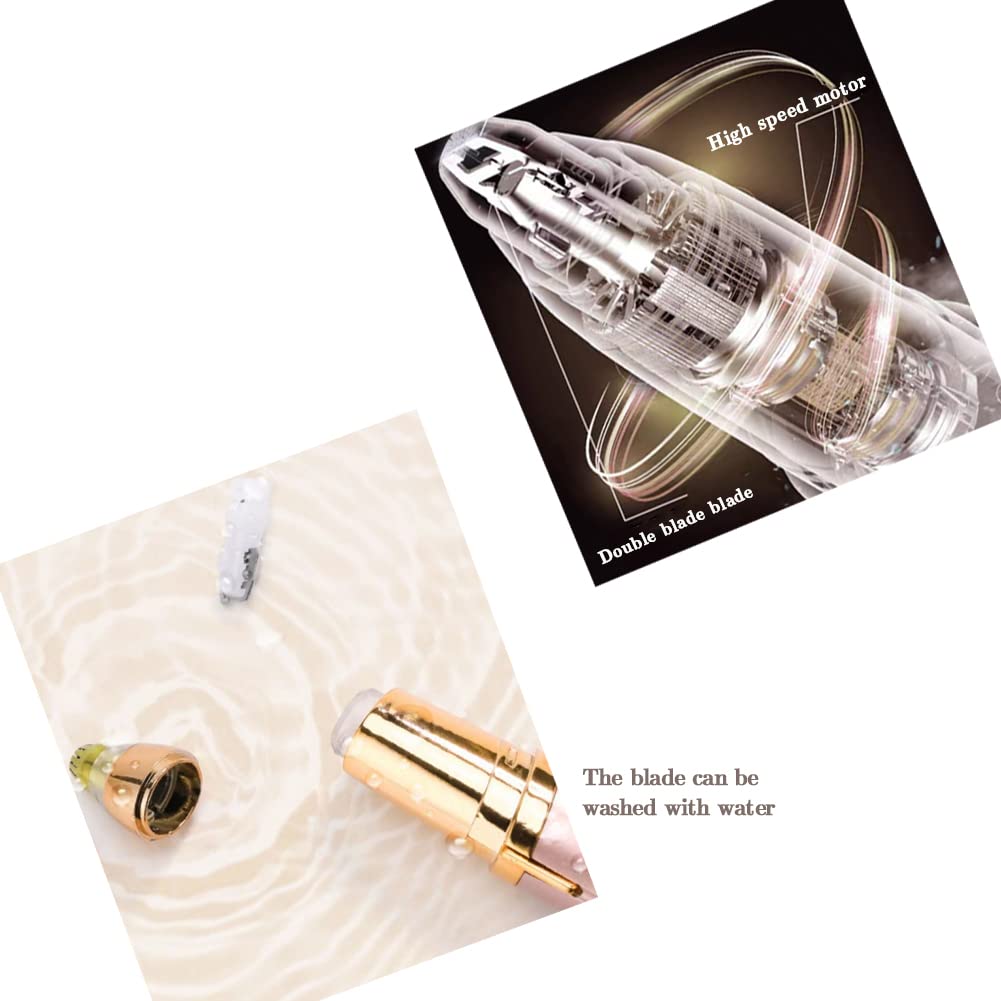 Art&Beauty Electric Eyebrow Trimmer Epilator, Painless Eyebrow Razor Tool for Face Lips Nose, Facial Hair Removal Razor for Women and Men (Gold, No Battery Included)