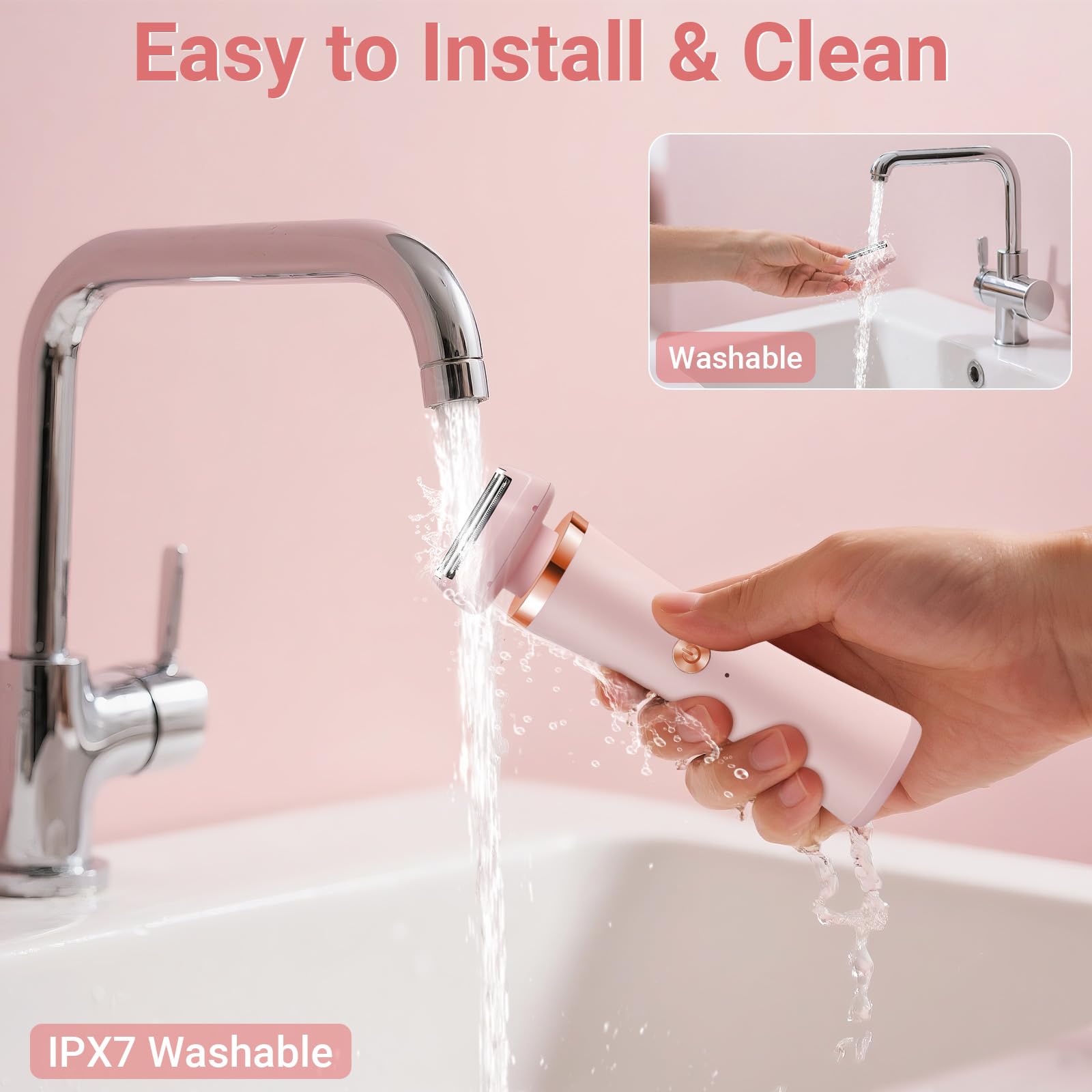 2-in-1 IPX7 Waterproof Wet Dry Bikini Shaver, Painless Wireless USB Rechargeable Portable Groomer for Women & Men Body Face