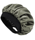 Hat Hut Satin Bonnet Silk Bonnet Sleep Cap for Women Hair Bonnet for Curly Hair Sleeping Adjustable Wide Band Double Layer (US, Alpha, One Size, Olive Green)