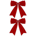 Red Velvet Hair Bow Clips Girls Bowknot Hair Ribbon Clips Heart Rhinestones Hairpins Hair Accessories for Christmas Valentine's Day