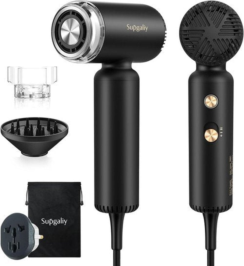 Skiennix Dual Voltage Travel Hair Dryer - Mini High-Speed Ionic Blow Dryer | Lightweight & Compact, Black