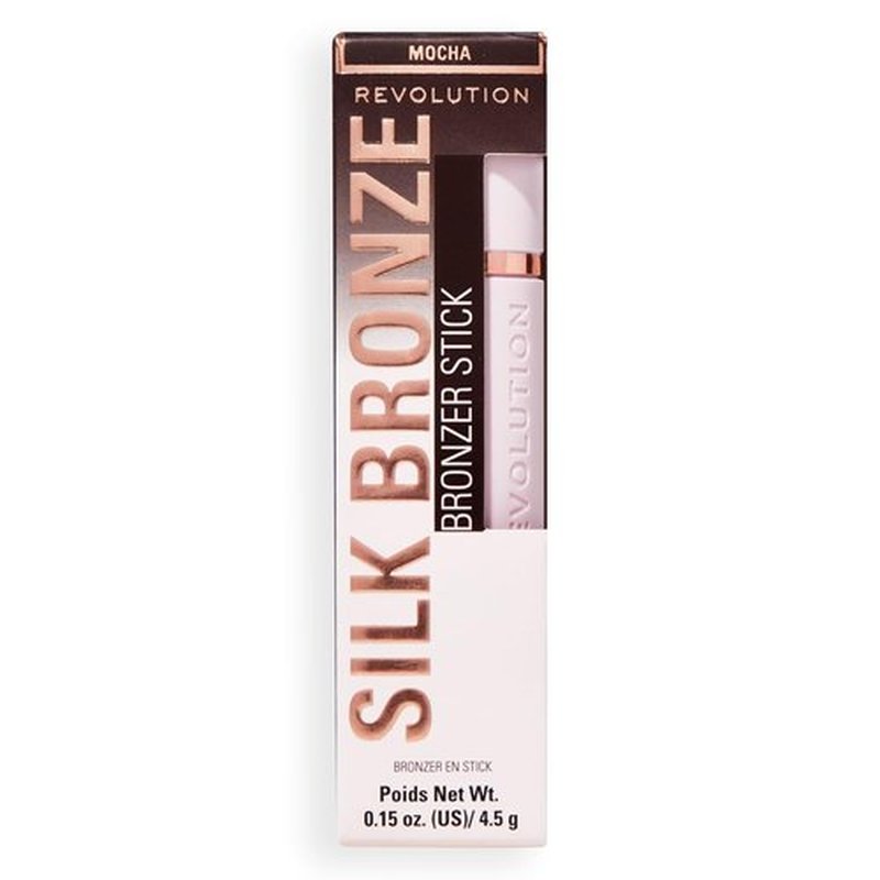 Revolution Beauty London Skin Silk Bronzer Stick - Buildable Cream-to-Powder Formula, Vegan & Cruelty-Free, Deep Mocha, 0.15 oz