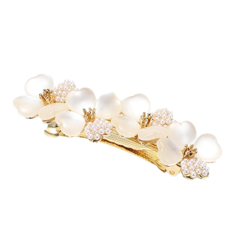 VOCOSTE Vintage Rhinestone Hair Barrettes, Flower Hair Clips for Women, Small Hairpin, French Faux Crystal Hairpin, Hair Accessories, Champagne