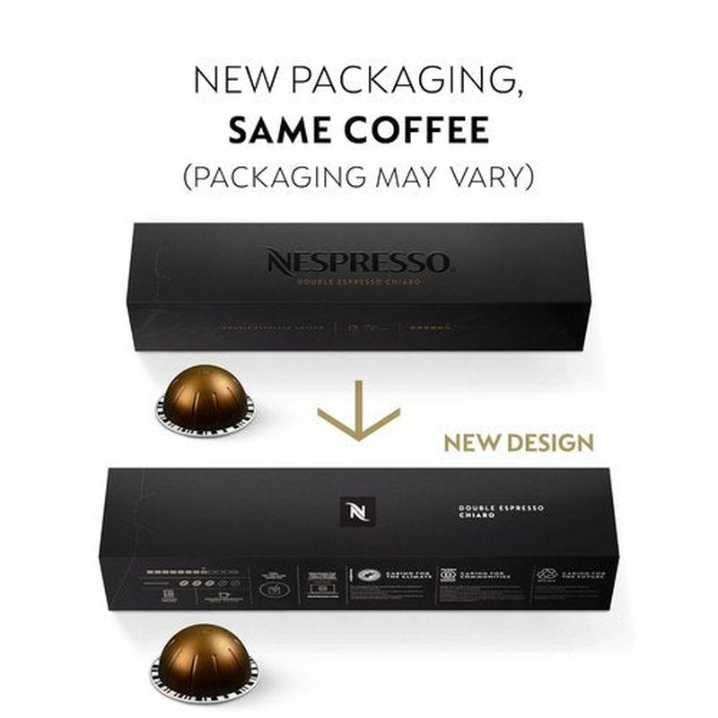 Nespresso Vertuo Double Espresso Chiaro - Medium Roast Coffee Pods, 30-Count, 2.7oz Brew