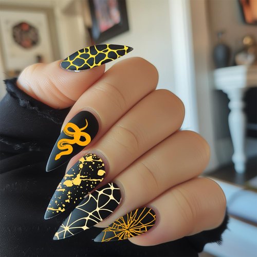 beinkmake 3Pcs Punk Nail Stamping Plate Set Snake Heart Nail Stamping Templates French Line Tip Nail Plates Flames Star Stainless Steel DIY Reusable Tools with Stamper Scraper for Manicure Printing