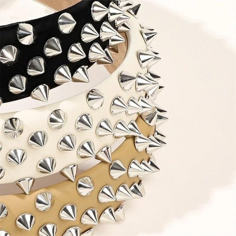 BaBakiak Punk Studded Headband, Rock Roll Hair Band, Spike Hair Clips for Halloween Cosplay Party (Black)