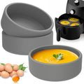 Skiennix Silicone Air Fryer Molds - 4-Inch Nonstick Reusable Egg Cups | Dishwasher Safe, 3-Pack Grey