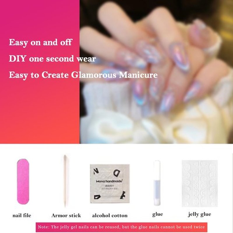 Nosacen 100% Handmade Nails,10 Pcs 3D Handmade Press On False Nails,Hand-painted Artificial Nails With Glue for Women and Girls Easy DIY Nail Art at Home Application (#8008-M)