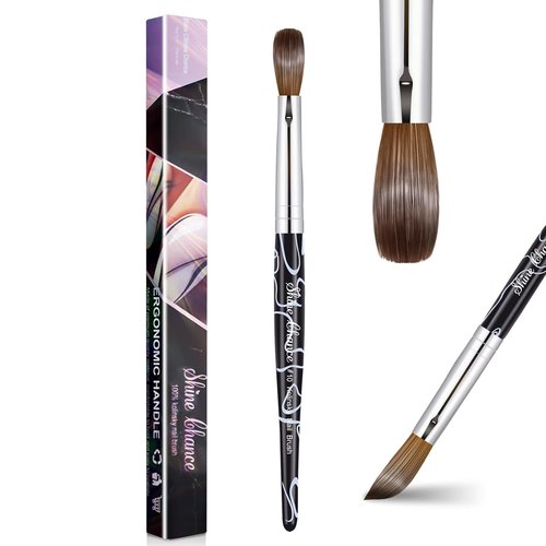 Skiennix Acrylic Nail Art Brush - Size 10 Kolinsky Hair Oval for Professional Manicure | Black, 1 Count