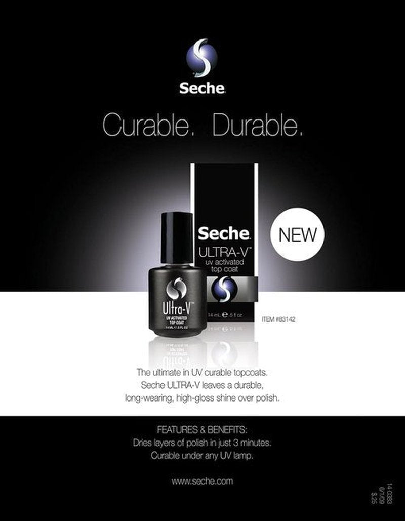 Seche Ultra-V UV Gel Top Coat Nail Polish - Quick-Dry, Long-Wearing Clear Gel for Salon & Home Use | 0.5 fl oz