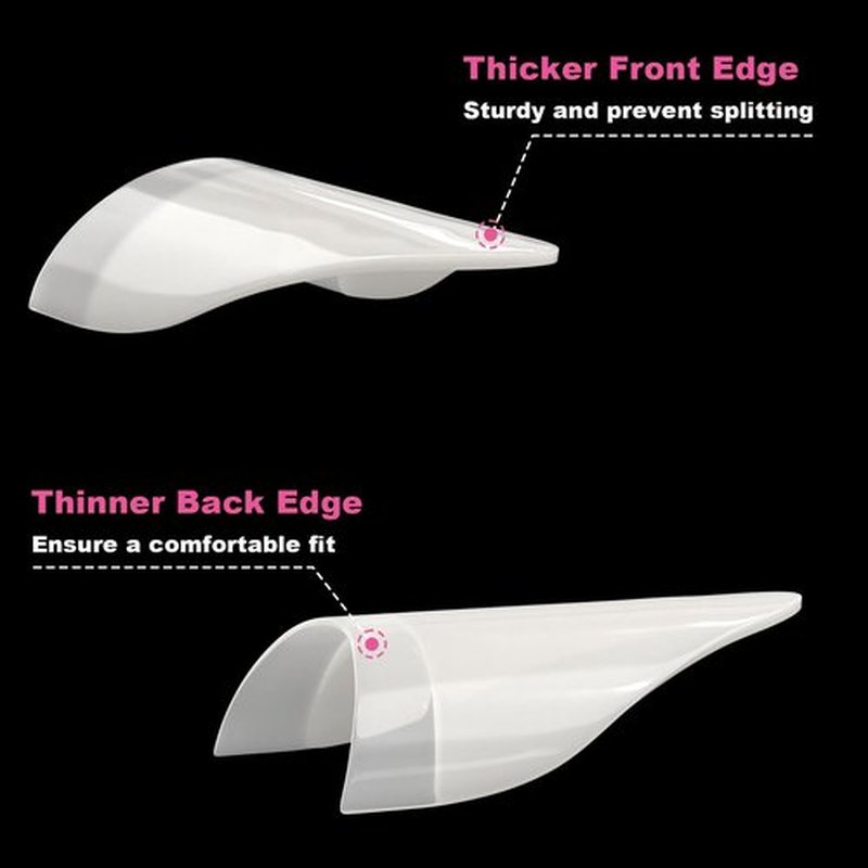 BXKM 504 Pcs Short Stiletto Nail Tips, 12 Sizes Pre-shape Gel Acrylic Clear Half Cover Fake Nail Tips for Extension Home DIY Salon