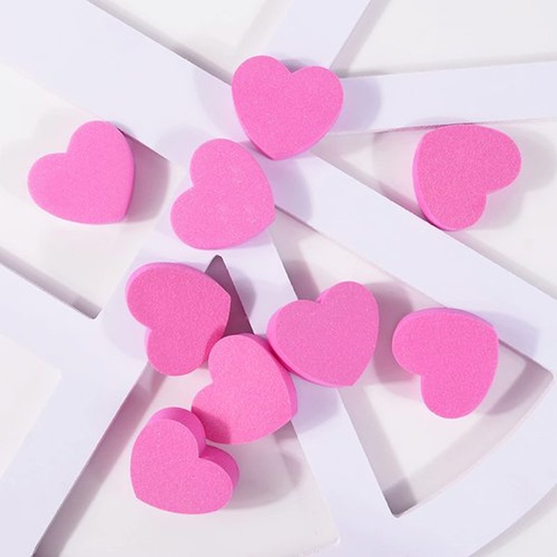 Double-Sided Sponge Nail Buffer Heart-Shaped Washable Nail Care File Block Nail Polishing Manicure Tools for Beauty Salon