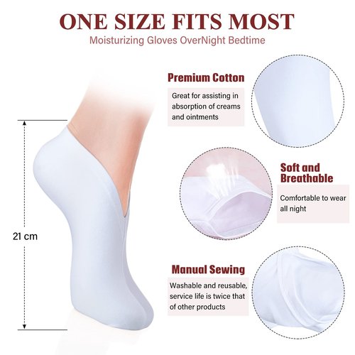 Geyoga Moisturizing Socks and Gloves Set, 6 Pairs Spa Socks and 6 Pairs White Gloves for Dry and Chapped Hands and Feet Skin Care, White Cloth Cotton Spa Set for Men and Women