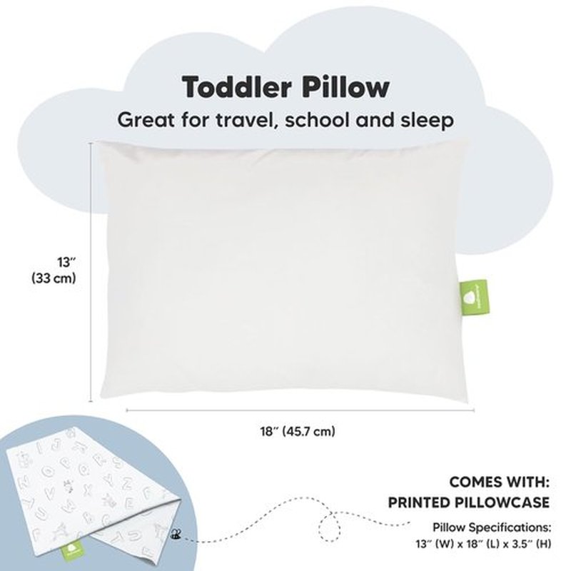 My Little Dreamy Toddler Pillow - Organic Cotton Travel Bed Pillow with Soft Pillowcase | 13x18, Machine Washable, Ideal for Ages 2-5