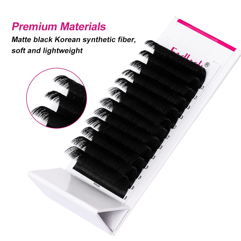 Eyelash Extension D Curl Easy Fan Volume Lashes 0.07 25-30mm Mixed Tray Faux Mink Lash Extension Self Fanning Blooming Lashes (0.07-D, 25-30 Mix)