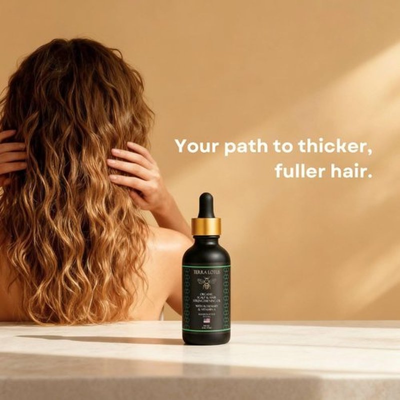 Terra Lotus - Organic Hair Oil, for Hair Growth, Split Ends & Dry Scalp Treatment - With Rosemary & Mint for Strengthening, Soothing, Moisturizing & Encouraging Longer, Healthier Hair (2 Fl Oz)