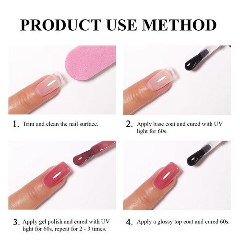 Firedeep 10ml Hema Free Gel Nail Polish Set, 6 Colors Transparent Jelly Gel Polish Kit Sheer Jelly Dark Red Deep Green Brown Blue Purple Color Manicure Gift for Art DIY and Salon