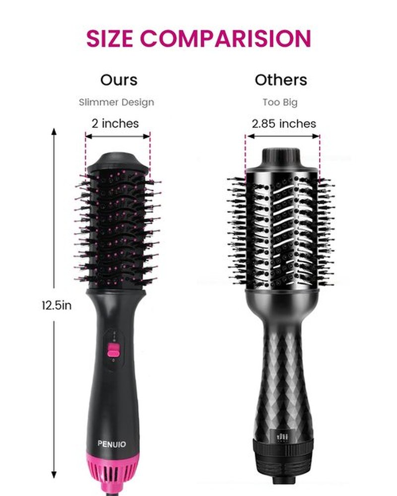 Hair Dryer Brush Blow Dryer 4-in-1 Hot Air Styler, Blowout Brush Hair Dryer Styler & Volumizer with Ionic Technology|Oval Titanium Barrel|Anti-frizz Blowout for Drying, Straightening 2.4''