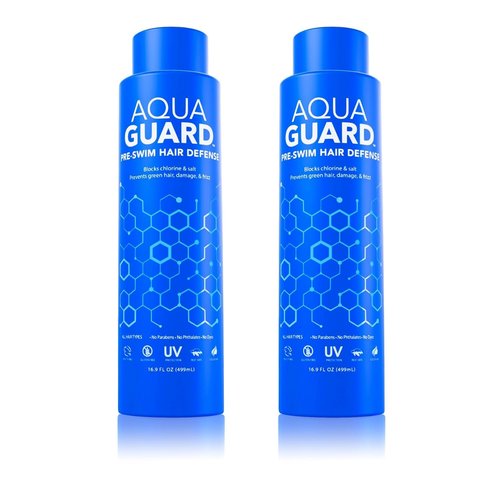 AQUA GUARD Pre-Swim Hair Defense | Family Size, Family Results | Prevents Chlorine Damage + Softens Hair While Swimming | Made in California | 16.9 oz (2-Pack)