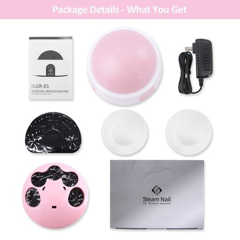Steam Nail Polish Remover Machine Gel Nail Steamer, Remove Gel Polish Safely without Damaging Nail Bed, Pink