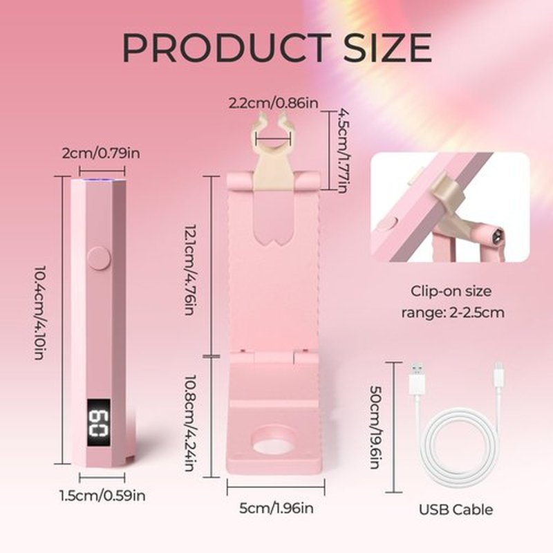 mlogiroa UV Nail Lamp with Stand Foldable,360°Adjustable Rotation,Portable,Relax Hands,Pink Flash Cure Lamp,for Gel Polish Home DIY Salon Women Painting Manicure