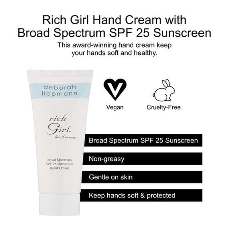 Deborah Lippmann Rich Girl Hand Cream - Moisturizing Lotion with Shea Butter & SPF 25 | 3 Ounce