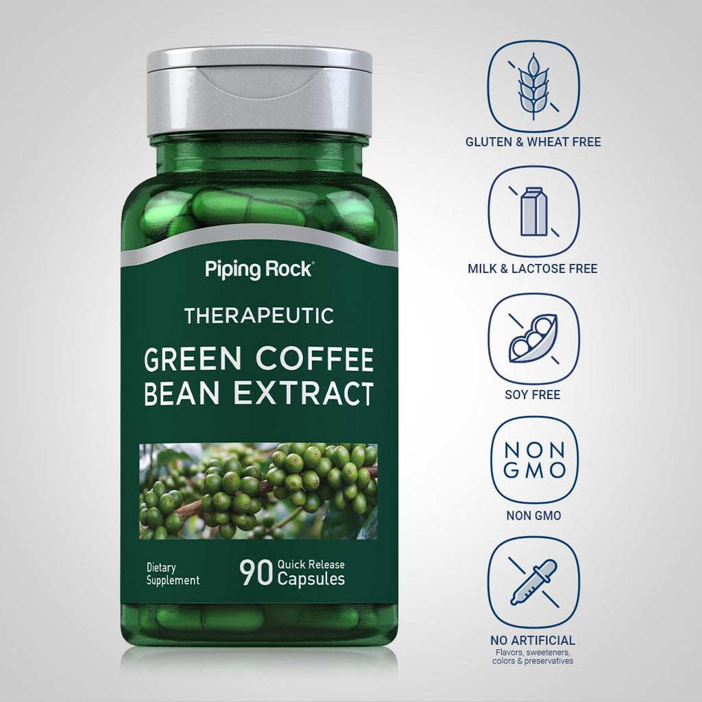 Piping Rock Green Coffee Bean Extract | 90 Capsules | Dietary Supplement | Non-GMO, Gluten Free